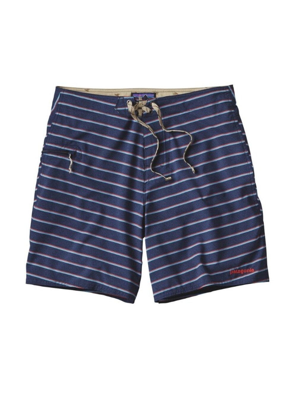 Patagonia Printed Stretch Planing Board Shorts Mens 34 Blue Striped Trunks NEW